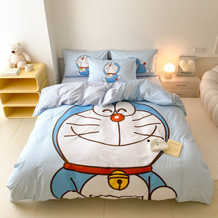 多啦A梦机器猫卡通全棉四件套纯棉被套床单床上用品宿舍三件套