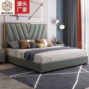 美式轻奢真皮床现代简约1.8米主卧双人床1.5米气动储物软包床婚床