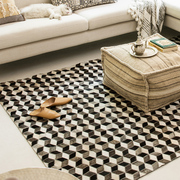 梭罗双树狂野之原 印度手工拼接动物毛客厅卧室地毯现代黑白简约