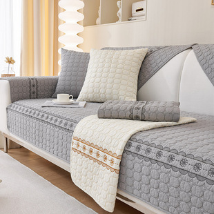 灰色沙发垫防滑四季通用北欧纯棉皮沙发套罩纯色现代沙发巾坐垫夏