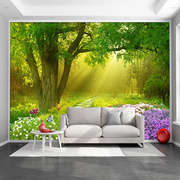 3d立体壁画自然森林，风景山水壁纸卧室，客厅电视沙发背景墙贴画自粘