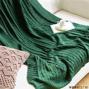 北欧针织毯子麻花全棉毛线毯(毛线毯)z沙发毯子，办公室午休闲毯床尾搭巾