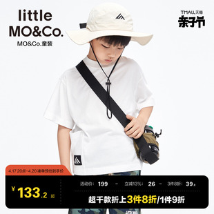 littlemoco童装夏装男童纯棉，短袖t恤简约潮酷儿童上衣女童半袖