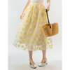 blushwhite“小花系列”黄色半身裙伞裙