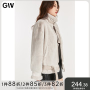 GW大码仿兔毛皮草宽松短款外套2022冬季皮毛一体女士毛毛上衣