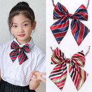 新韩版条纹印花小学生校服，礼服衬衫领结，女表演演出蝴蝶结时尚领花