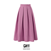 2023夏季粉紫色高腰百褶半身裙设计感小众中长款A字遮胯伞裙