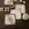 新中式复古吸水茶垫方形，杯子硅藻泥沥水垫花云纹，餐桌杯垫双面防滑
