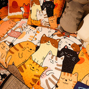 可爱猫咪时尚百搭布艺防滑沙发垫简约现代猫星人客厅沙发巾沙发罩