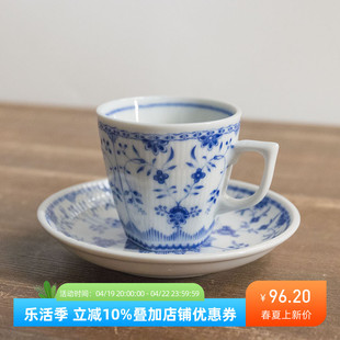 小葵川町屋日本进口 青花瓷咖啡杯 陶瓷马克水杯 带托碟 套组