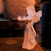 少女天使雕塑蜡烛台玄关钥匙茶几创意收纳托盘桌面装饰品摆件礼物