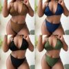 欧美加大码比基尼性感坑条面料胖MM比基尼泳衣女Plus-size bikini