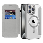 高级感magsafe磁吸翻盖插卡皮套适用iPhone15pro手机壳苹果14promax透明13pormaxs卡套12卡包一体11全包保护