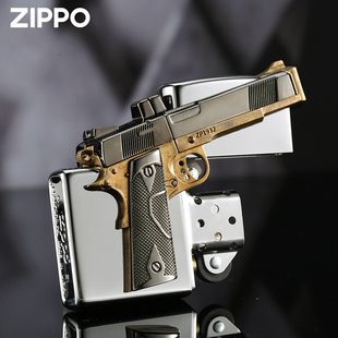 zippo正版打火机 牛仔黑冰镜面柯尔特重型防风送男朋友礼物