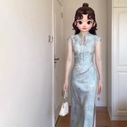 新中式旗袍改良年轻款少女包臀裙修身显瘦茶歇法式碎花连衣裙女夏