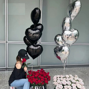 花喜爱大号爱心铝膜气球18寸心形，铝箔气球礼盒，花束爱心球包装材料