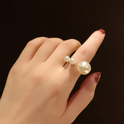 日式轻奢气质开口珍珠食指戒指，女网红潮，人简约关节指环装饰戒子