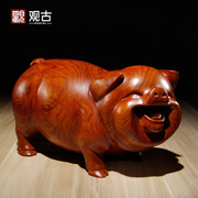 花梨木雕刻猪摆件十二生肖，可爱猪家居，客厅桌面摆设红木雕刻工艺品