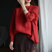 2024春夏棉麻女装高端设计文艺复古棉麻民族风衬衫中式上衣