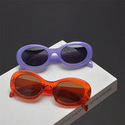 夏季网红复古街拍椭圆形墨镜，男女潮人个性糖果色紫色太阳眼镜