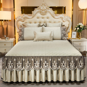 欧式夹棉床裙加厚j纯色床单床罩席梦思，防滑床套三件套1.8m2.0米