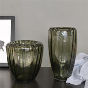 灰色创意彩色玻璃工艺品花瓶 简约玻璃摆件现代时尚家居饰品花瓶