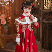 拜年服女装冬小孩女童连衣裙儿童过年汉服裙子中国风抖音同款