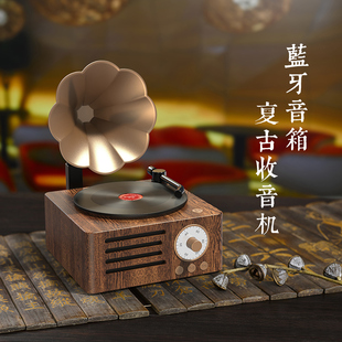 山水无线复古蓝牙小音箱迷你音响收音机唱片留声机低音炮生日礼物