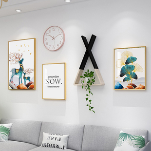 现代简约客厅装饰画，三联画大气北欧抽象壁画，轻奢沙发背景墙挂画
