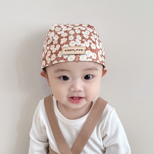 儿童春百搭款韩版婴儿宝宝帽子男女宝宝海盗帽打结帽棉护耳头巾帽