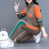 特步拼色休闲服运动套装女士，秋冬季年韩版显瘦卫衣两件套
