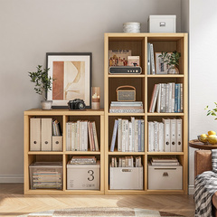 实木色书柜收纳柜一体自由组合格子柜客厅收纳柜子现代简约置物柜