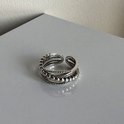 高档英国设计师TopWhits925纯银多层缠绕戒指女小众设计韩版
