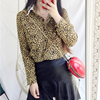豹纹衬衫女韩国泫雅风复古洋气，宽松长袖个性花，衬衣港味碎花雪纺衫