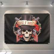 炮与玫瑰花乐队摇滚装饰挂旗酒吧挂布琴行宿舍工作室背景墙布