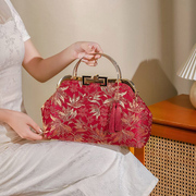 时尚蕾丝旗袍礼服宴会手提小包包红色新娘包结婚(包结婚)包喜婆婆大容量包