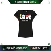 香港直邮Moschino莫斯奇诺女士T恤黑色短款LOVE舒适速干徽标