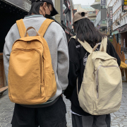 原创帆布双肩包女原宿简约大容量高中大学生书包，森系旅行质感背包