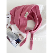 feytiy奶油针织纯色三角巾头巾fever同款韩版儿童多功能系带领巾