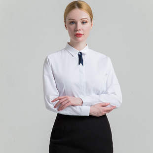 义深海2024春秋女士长，短袖方领白衬衫商务，职业装女士时尚寸衣跨境