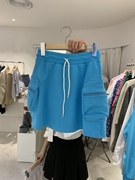 韩国东大门2023夏季高腰松紧系带，工装口袋休闲运动半身短裙女