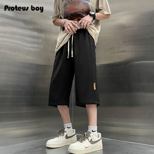 proteusboy短裤男夏季男士，百搭休闲运动透气直筒，宽松7七分中裤子