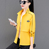 黄色长袖外套女春秋气质减龄时尚立领卫衣韩版夹克印花上衣百搭潮