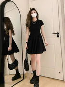 法式赫本风黑色高端气质，连衣裙子女夏季2024年小个子显瘦短裙