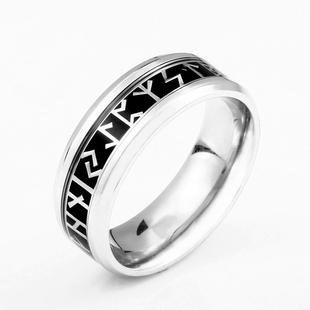 维京字母卢恩符文钛钢戒指男ins潮小众设计个性简约尾戒女小指环
