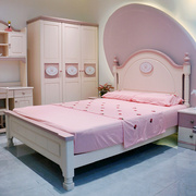 a12全实木儿童床1.351.5米粉色套房家具，轻奢约网红公主床女孩