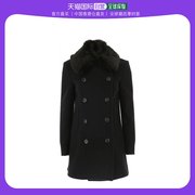 香港直邮EMPORIO ARMANI 女士黑色羊毛毛皮领大衣 6Z2L79-2N49Z-0