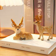 木雕摆件日式手工雕刻创意动物实木新年圣诞装原木饰品麋鹿