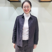 yun韫2023冬季女装翻领夹棉女纯色衬衫单排扣长袖，女外套3102
