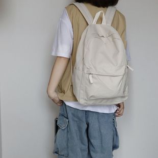 日本无印双肩包休闲简约防水电脑包男女中学生书包帆布背包潮